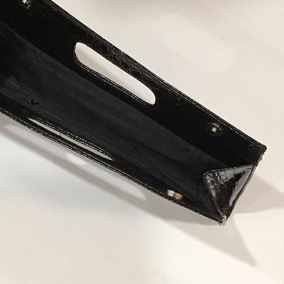 Black Clutch, Faux Croc Patent - Picture 3 of 6
